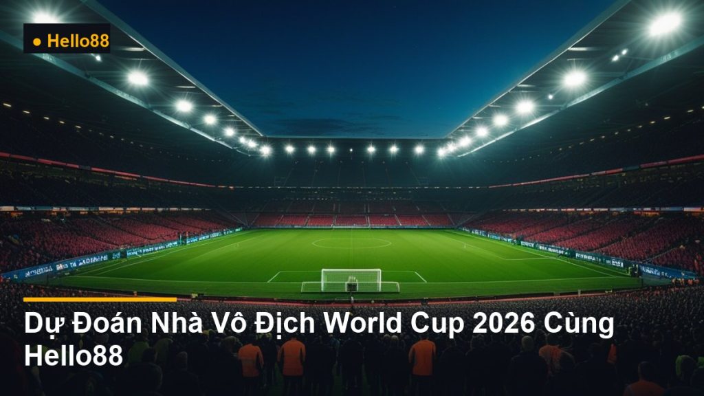 sân vận động bóng đá về đêm - Dự Đoán Nhà Vô Địch World Cup 2026 Cùng Hello88